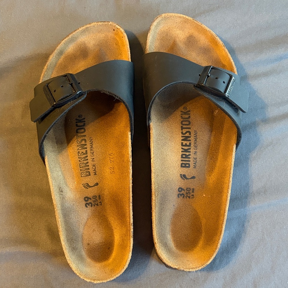 Birkenstock Black Single Strap Slide Sandals